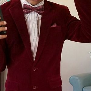 Boys Velvet Blazer, shirt and tie
